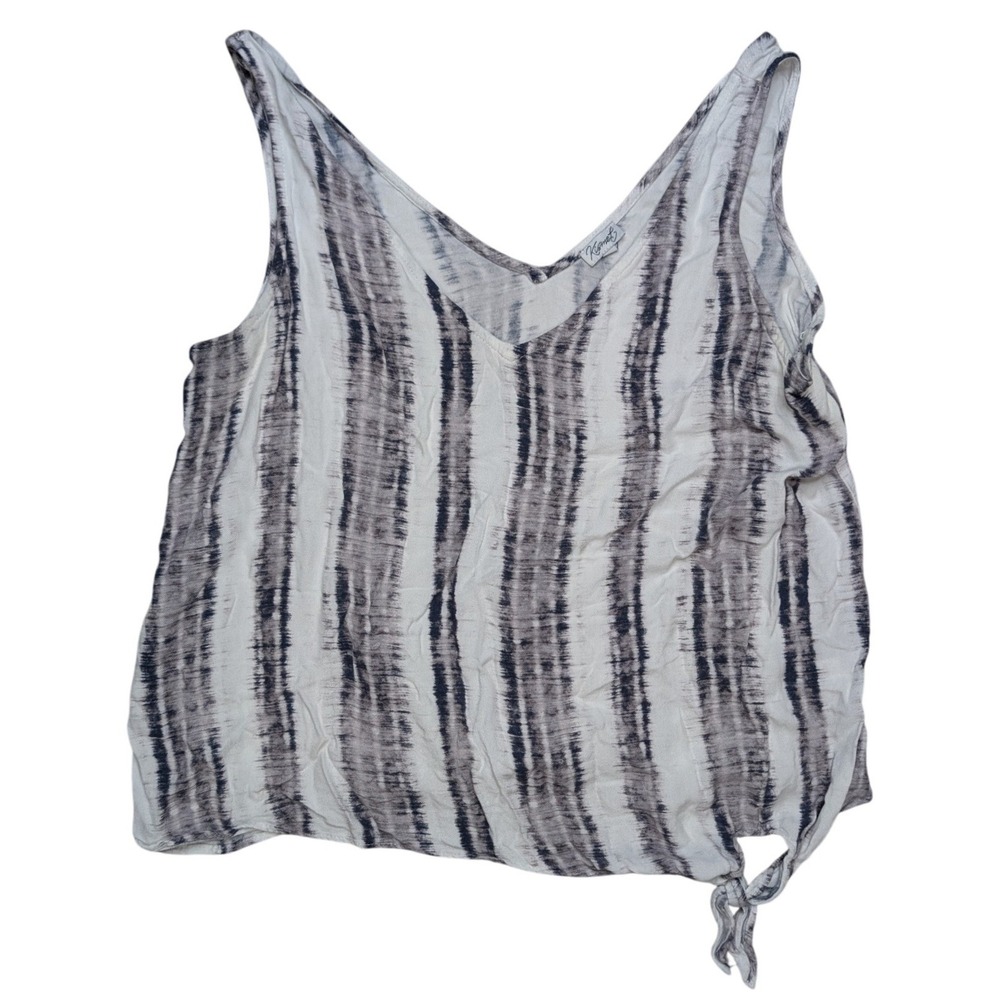 Kismet large Grey‎ White Stripe Tank Top Tie Front Detail boho